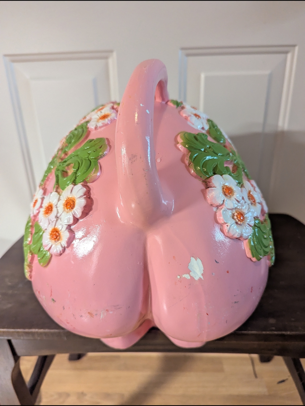 Vintage 1976 Pink Floral Ceramic Pig Piggy Bank - Picture 8 of 16